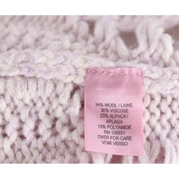 Calypso Women Size 1 Lilac Purple Cardigan Sweater Crochet Knit S/S Alpaca Shirt - Picture 4 of 9